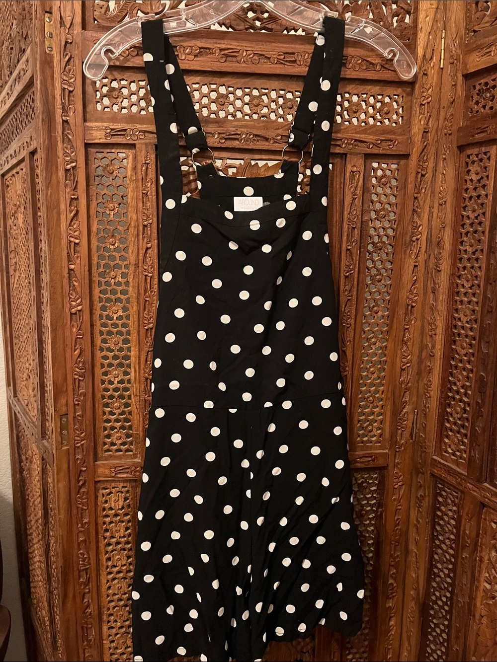 Abound Black & White Polka Dot Pinafore Romper